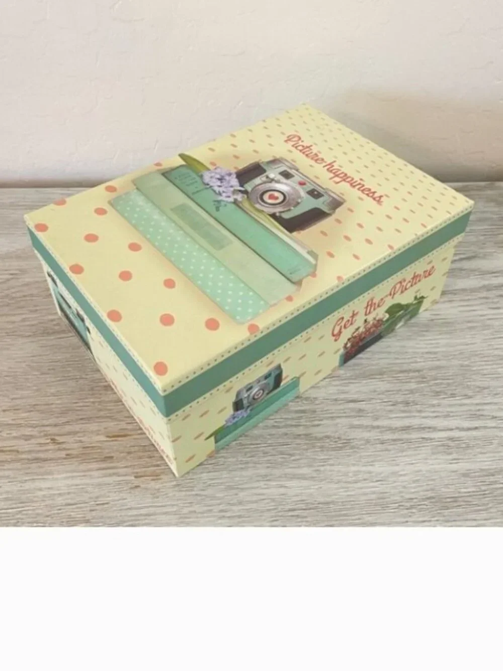 Storage Box Picture Happiness Camera Books Typewriter Flowers Photo